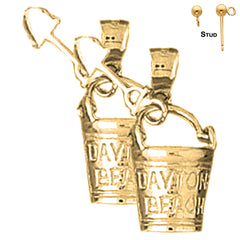 24 mm große Daytona Beach-Ohrringe mit Eimer und Schaufel aus Sterlingsilber (weiß- oder gelbvergoldet)