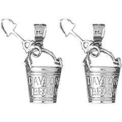 Sterling Silver 24mm Daytona Beach Pail And Shovel Earrings