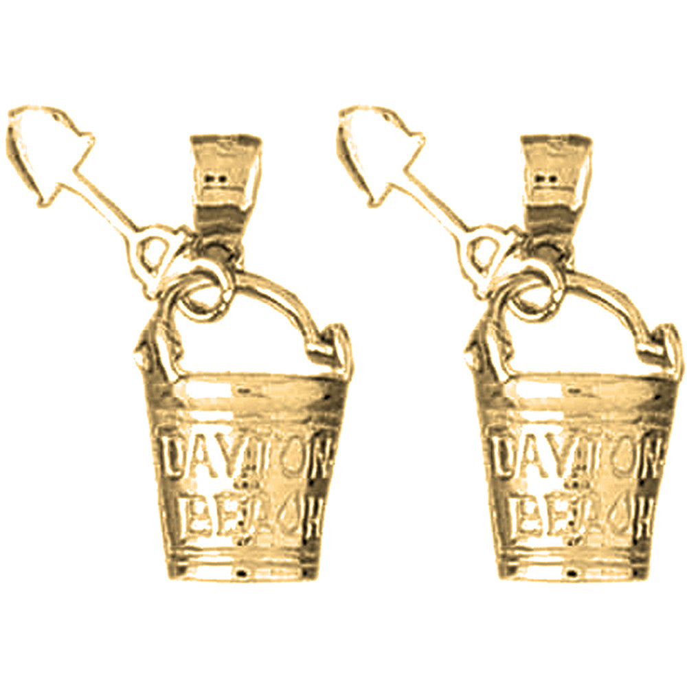 Yellow Gold-plated Silver 24mm Daytona Beach Pail And Shovel Earrings