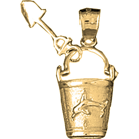 10K, 14K or 18K Gold Pail And Shovel Pendant