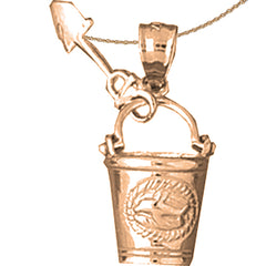 10K, 14K or 18K Gold Pail And Shovel Pendant