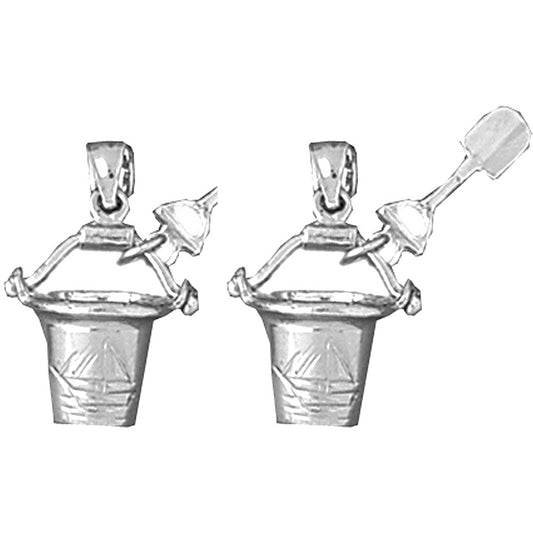 Sterling Silver 22mm Pail And Shovel Earrings