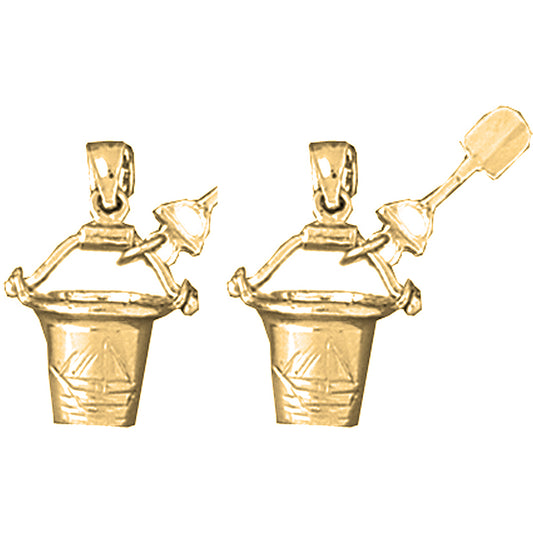 Yellow Gold-plated Silver 22mm Pail And Shovel Earrings
