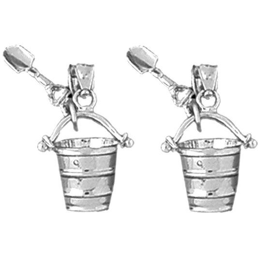 Sterling Silver 20mm Pail And Shovel Earrings
