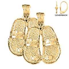 Sterling Silver 21mm Flip Flops Earrings (White or Yellow Gold Plated)