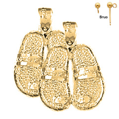 Sterling Silver 21mm Flip Flops Earrings (White or Yellow Gold Plated)
