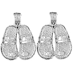 Sterling Silver 21mm Flip Flops Earrings