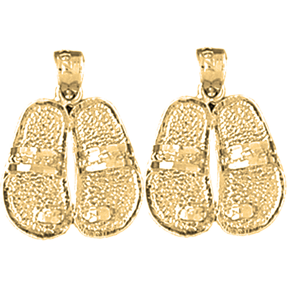 Yellow Gold-plated Silver 21mm Flip Flops Earrings