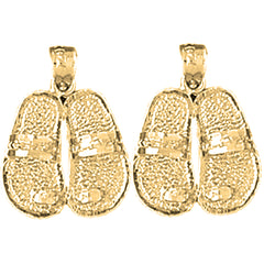 Yellow Gold-plated Silver 21mm Flip Flops Earrings