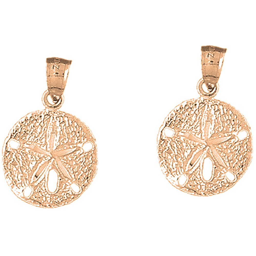 14K or 18K Gold 24mm Sand Dollar Earrings