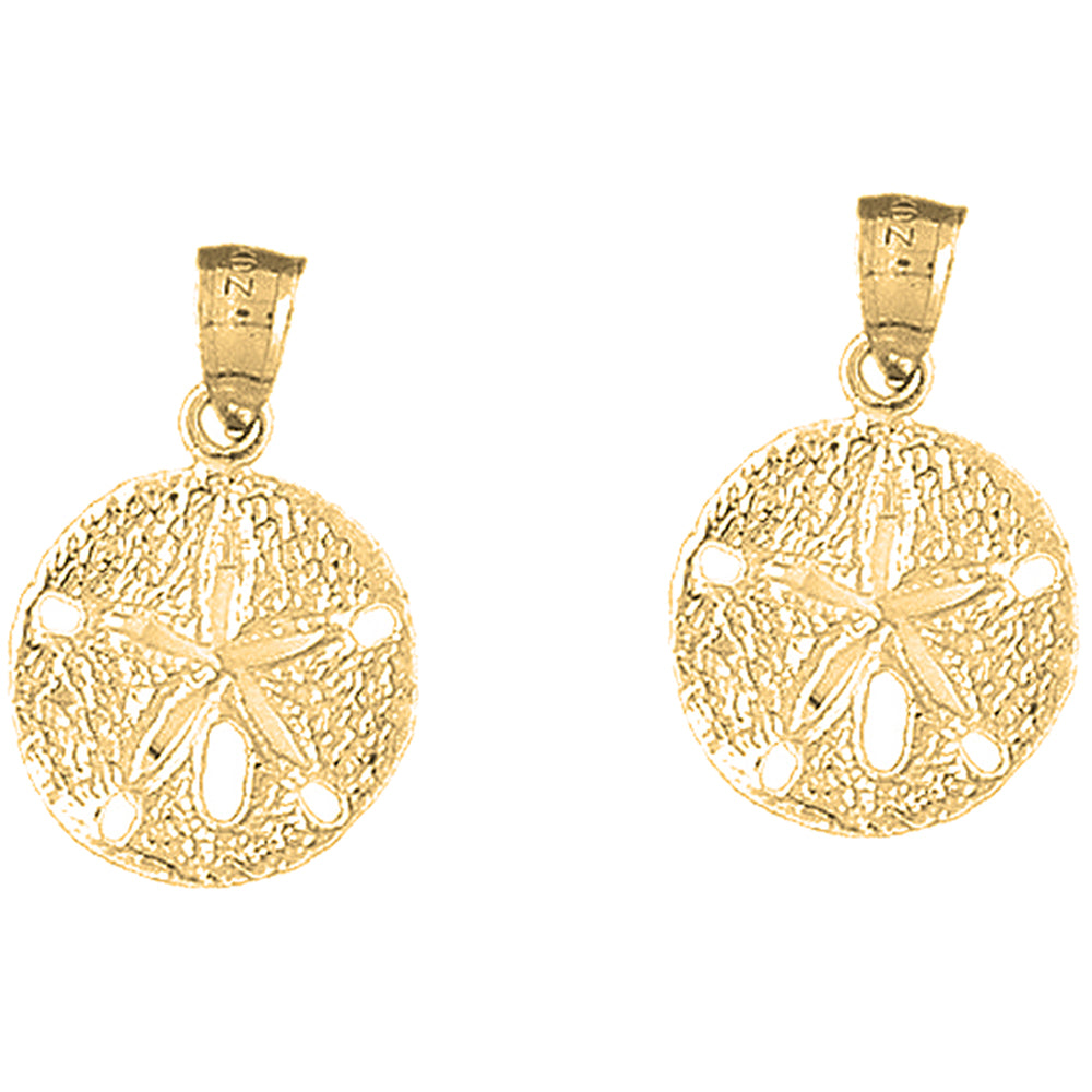 Yellow Gold-plated Silver 24mm Sand Dollar Earrings