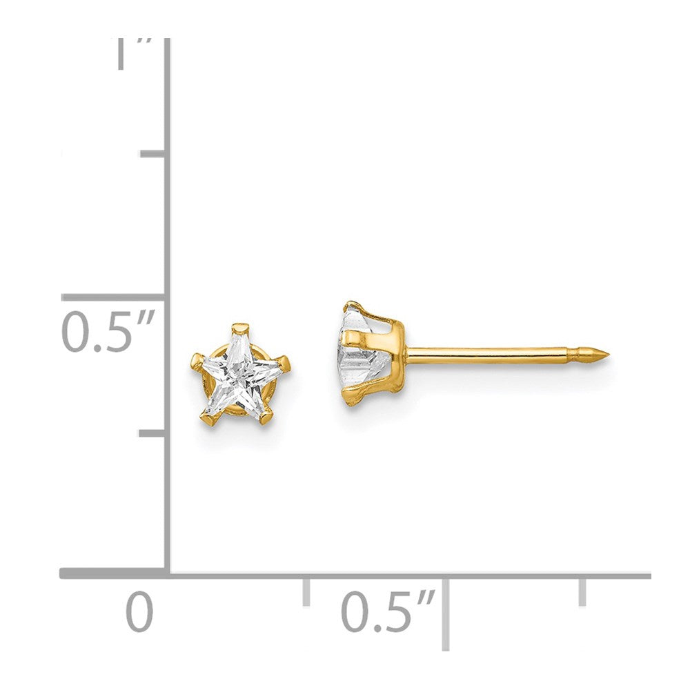 Inverness 14K Yellow Gold 4mm Star CZ Post Earrings