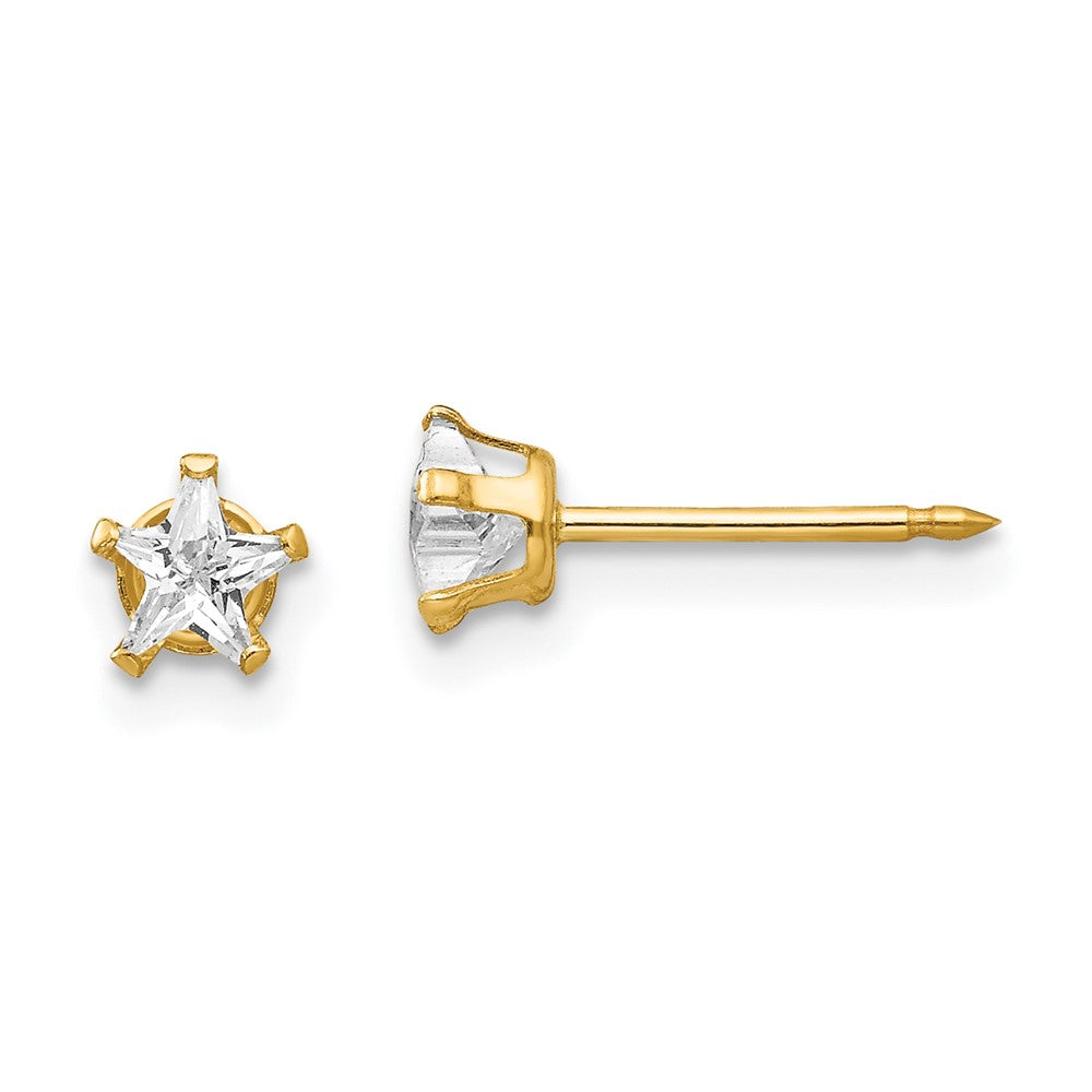 Inverness 14K Yellow Gold 4mm Star CZ Post Earrings