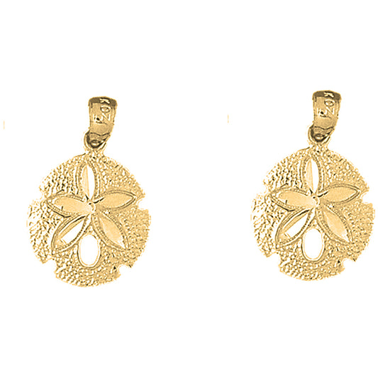 Yellow Gold-plated Silver 22mm Sand Dollar Earrings