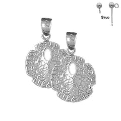 Sterling Silver 25mm Sand Dollar Earrings (White or Yellow Gold Plated)