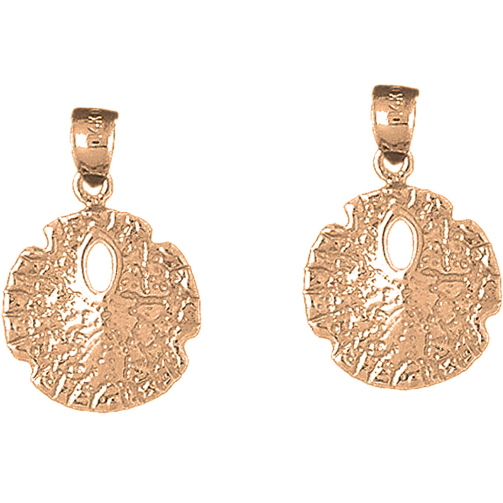 14K or 18K Gold 25mm Sand Dollar Earrings