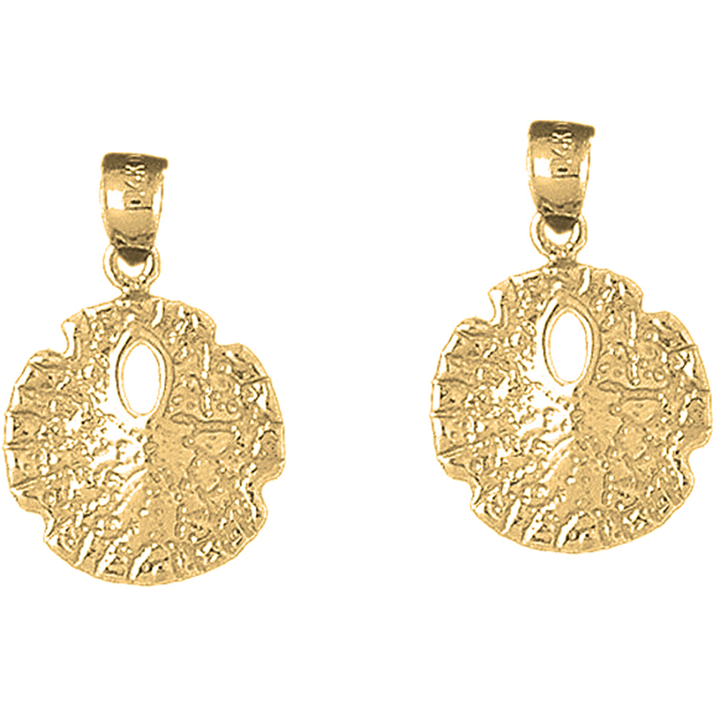 14K or 18K Gold 25mm Sand Dollar Earrings