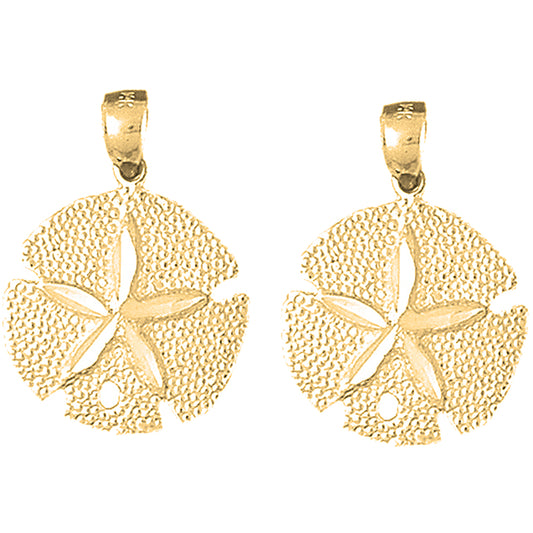 Yellow Gold-plated Silver 27mm Sand Dollar Earrings