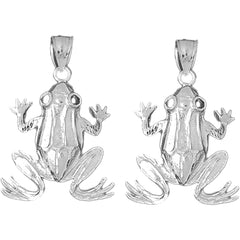 Sterling Silver 38mm Frog Earrings