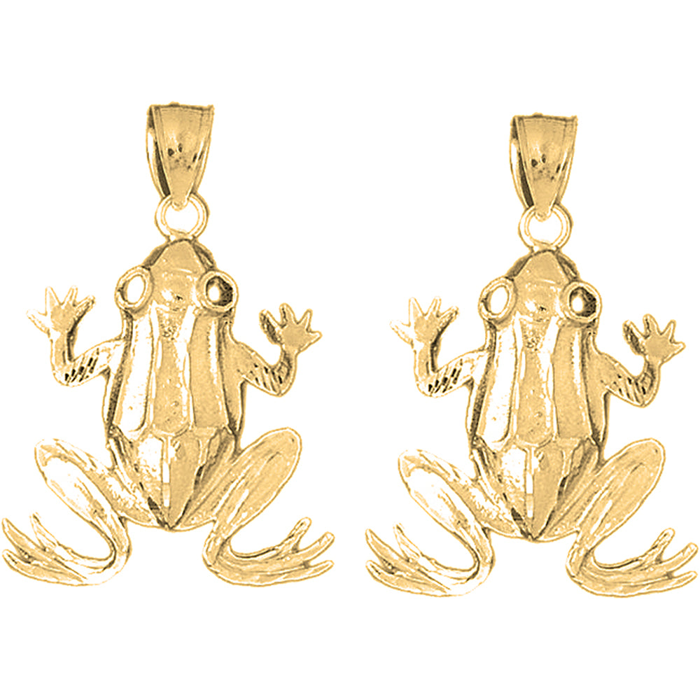 Yellow Gold-plated Silver 38mm Frog Earrings