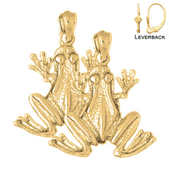 Sterling Silver 25mm Frog Earrings (White or Yellow Gold Plated)