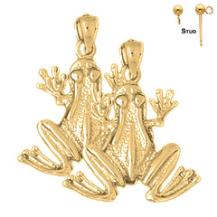 Sterling Silver 25mm Frog Earrings (White or Yellow Gold Plated)