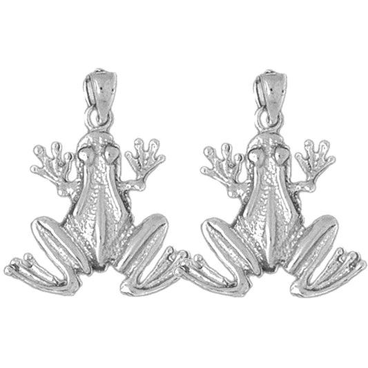 Sterling Silver 25mm Frog Earrings