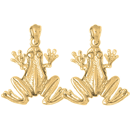 Yellow Gold-plated Silver 25mm Frog Earrings