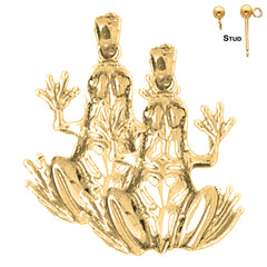 Sterling Silver 25mm Frog Earrings (White or Yellow Gold Plated)
