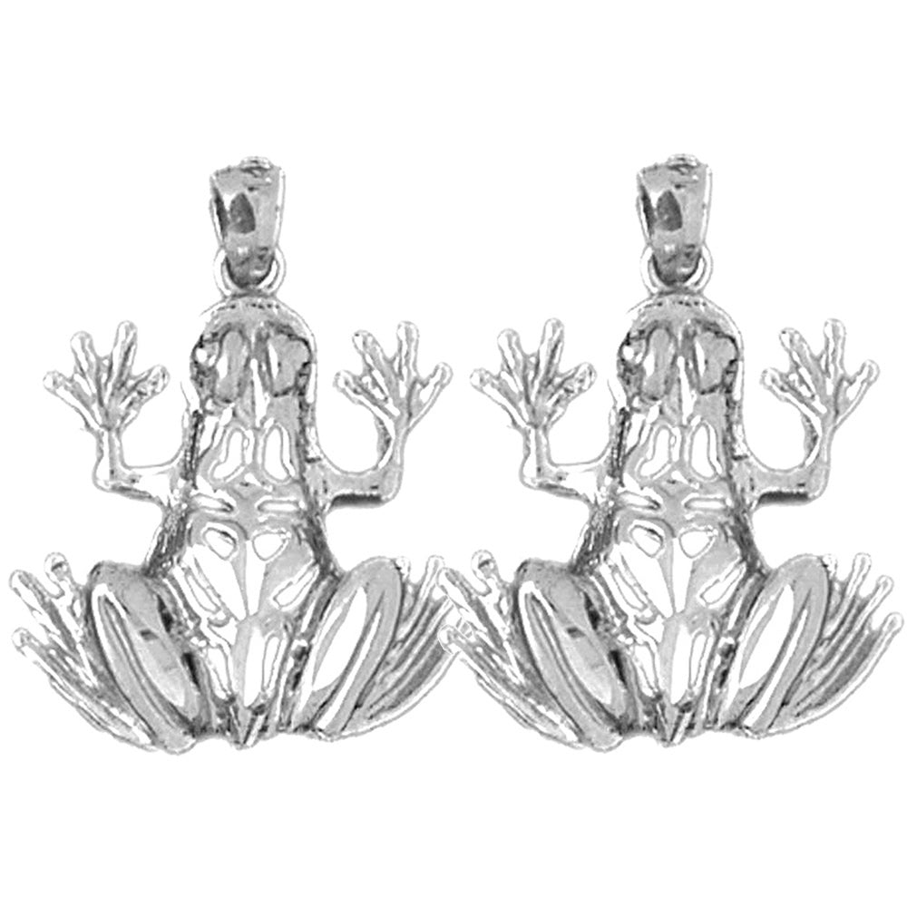 Sterling Silver 25mm Frog Earrings