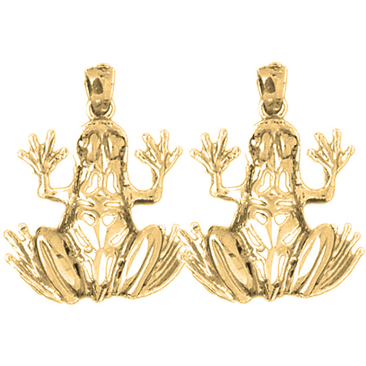 Yellow Gold-plated Silver 25mm Frog Earrings