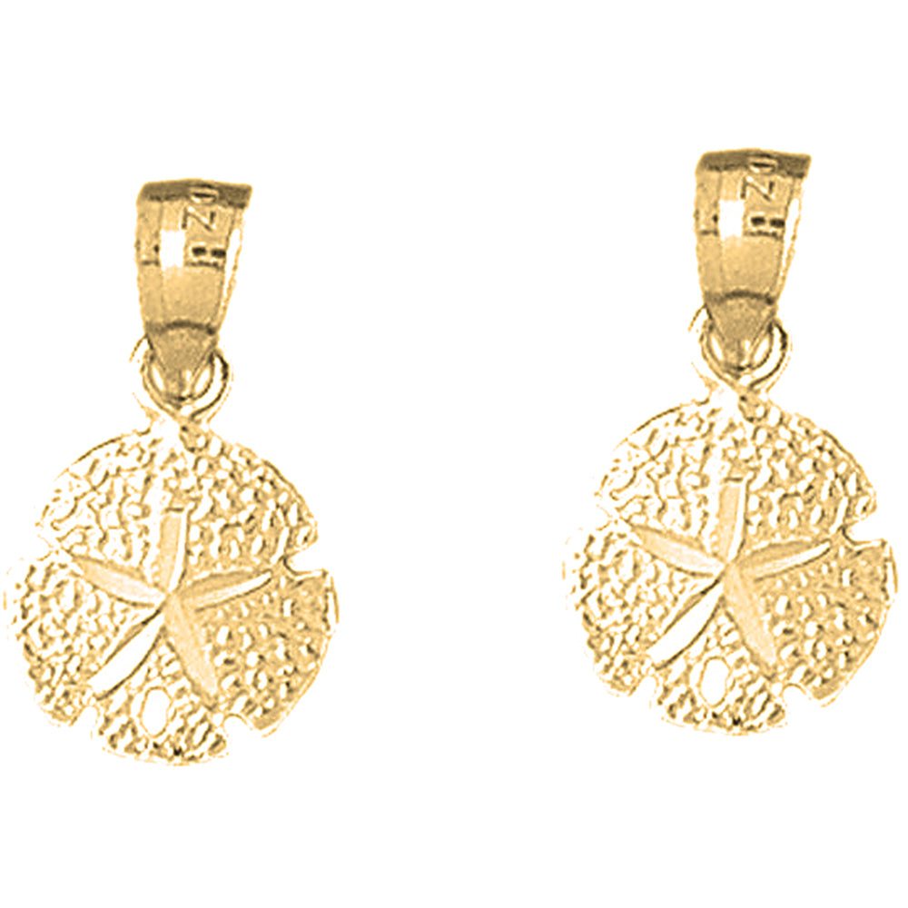 Yellow Gold-plated Silver 24mm Sand Dollar Earrings