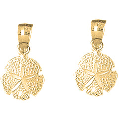 Yellow Gold-plated Silver 24mm Sand Dollar Earrings