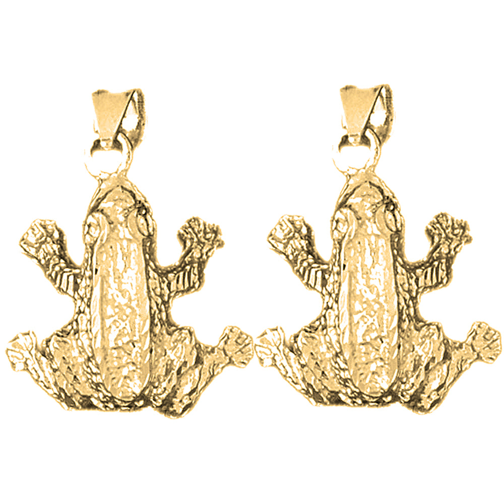 Yellow Gold-plated Silver 31mm Frog Earrings