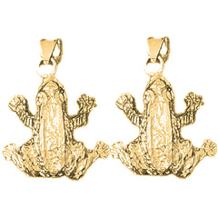 Yellow Gold-plated Silver 31mm Frog Earrings
