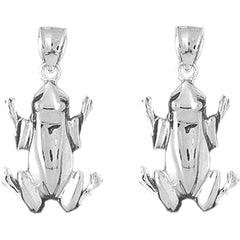 Sterling Silver 32mm Frog Earrings