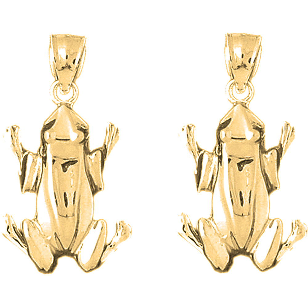 Yellow Gold-plated Silver 32mm Frog Earrings