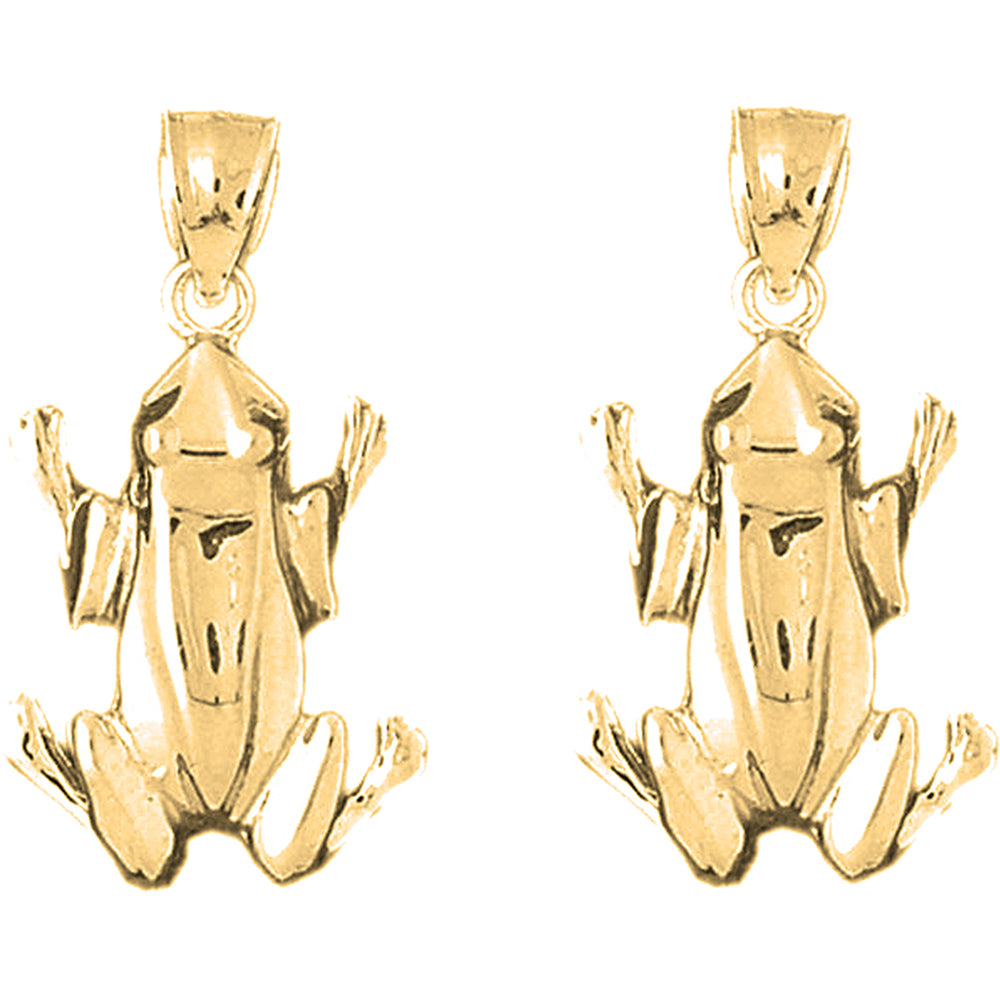 14K or 18K Gold 32mm Frog Earrings
