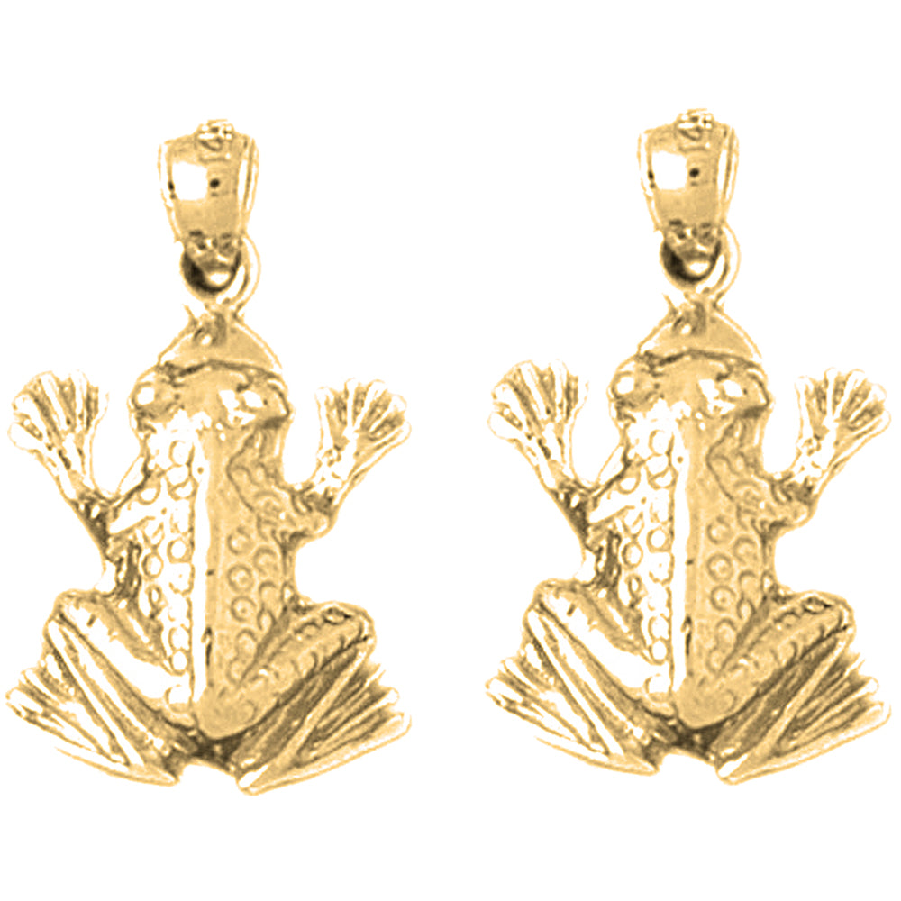 Yellow Gold-plated Silver 22mm Frog Earrings