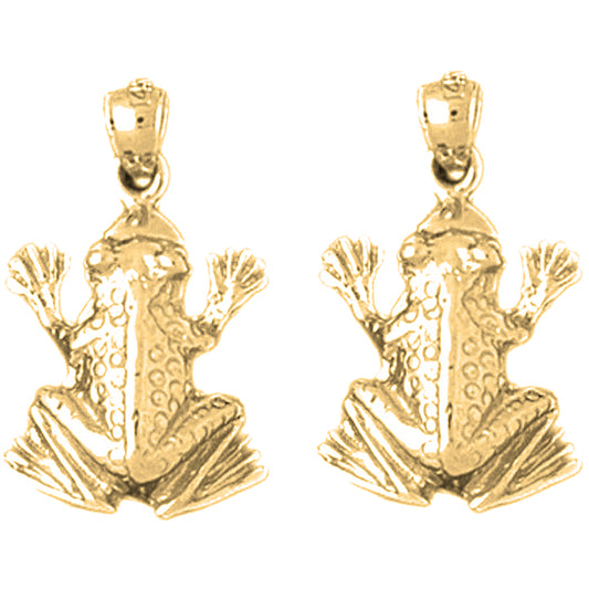 Yellow Gold-plated Silver 22mm Frog Earrings