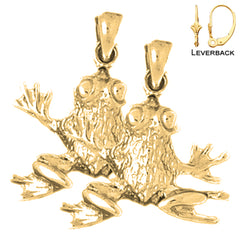 Sterling Silver 24mm Frog Earrings (White or Yellow Gold Plated)