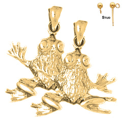 Sterling Silver 24mm Frog Earrings (White or Yellow Gold Plated)