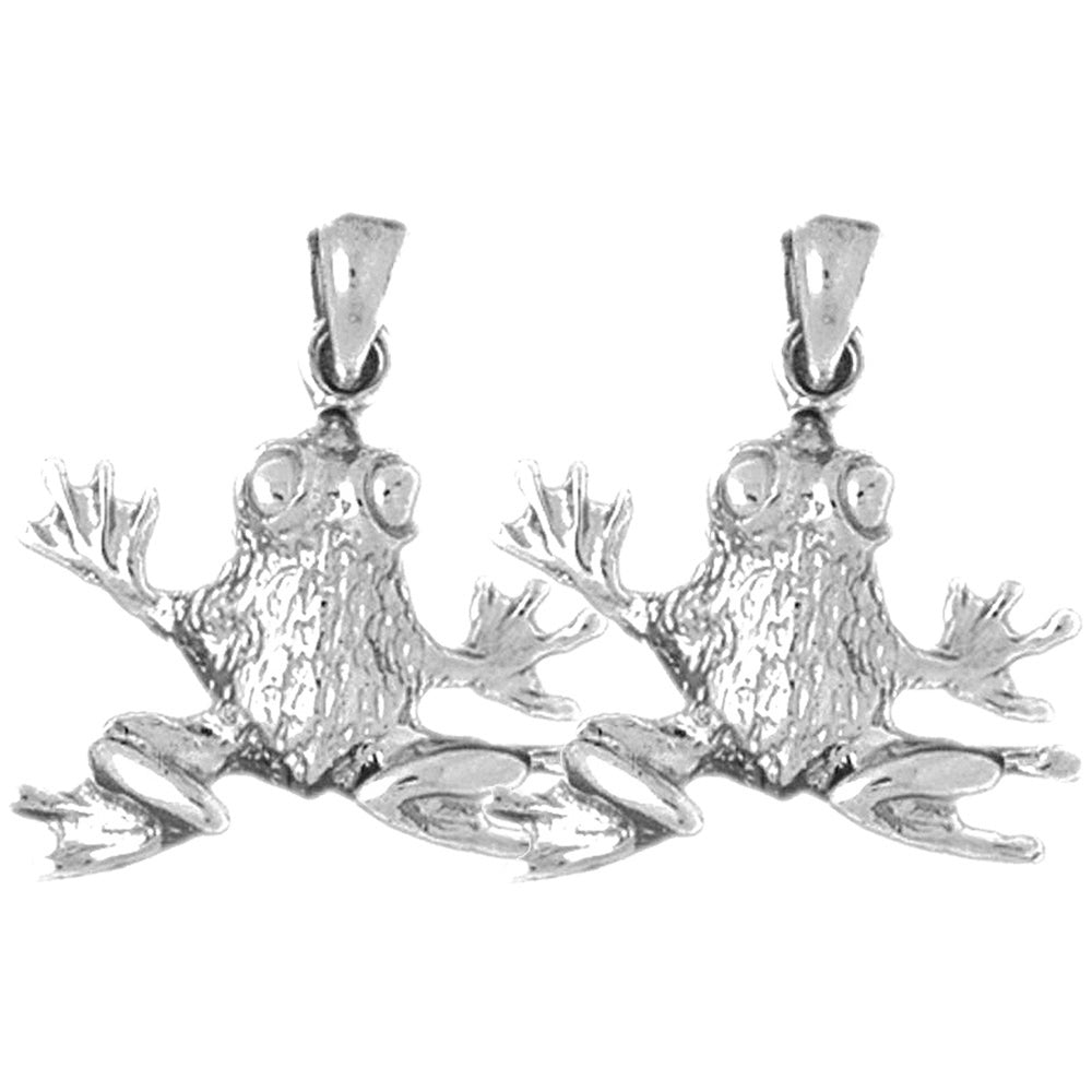 Sterling Silver 24mm Frog Earrings