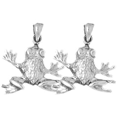 Sterling Silver 24mm Frog Earrings