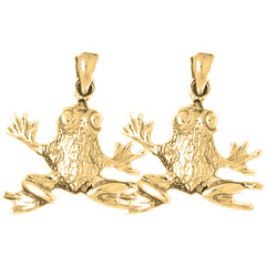 Yellow Gold-plated Silver 24mm Frog Earrings