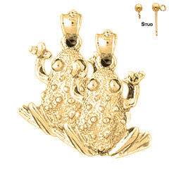 14K oder 18K Gold 20mm Frosch Ohrringe