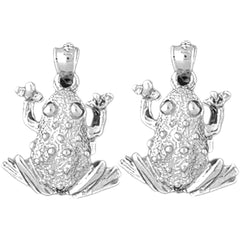 Sterling Silver 20mm Frog Earrings