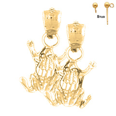 17 mm Frosch-Ohrringe aus Sterlingsilber (weiß- oder gelbvergoldet)