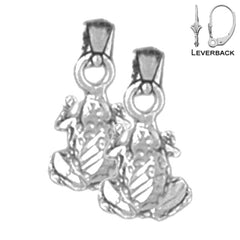 Sterling Silver 13mm Frog Earrings (White or Yellow Gold Plated)