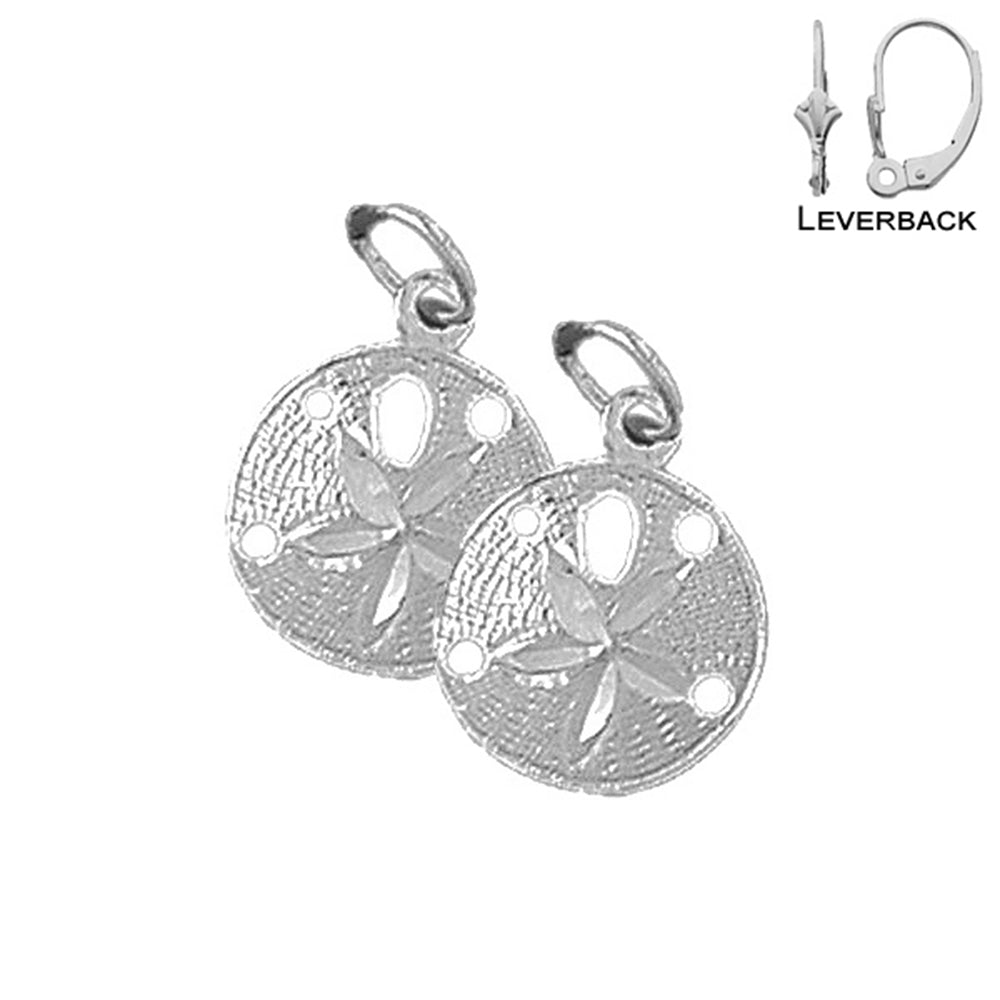 Sterling Silver 17mm Sand Dollar Earrings (White or Yellow Gold Plated)